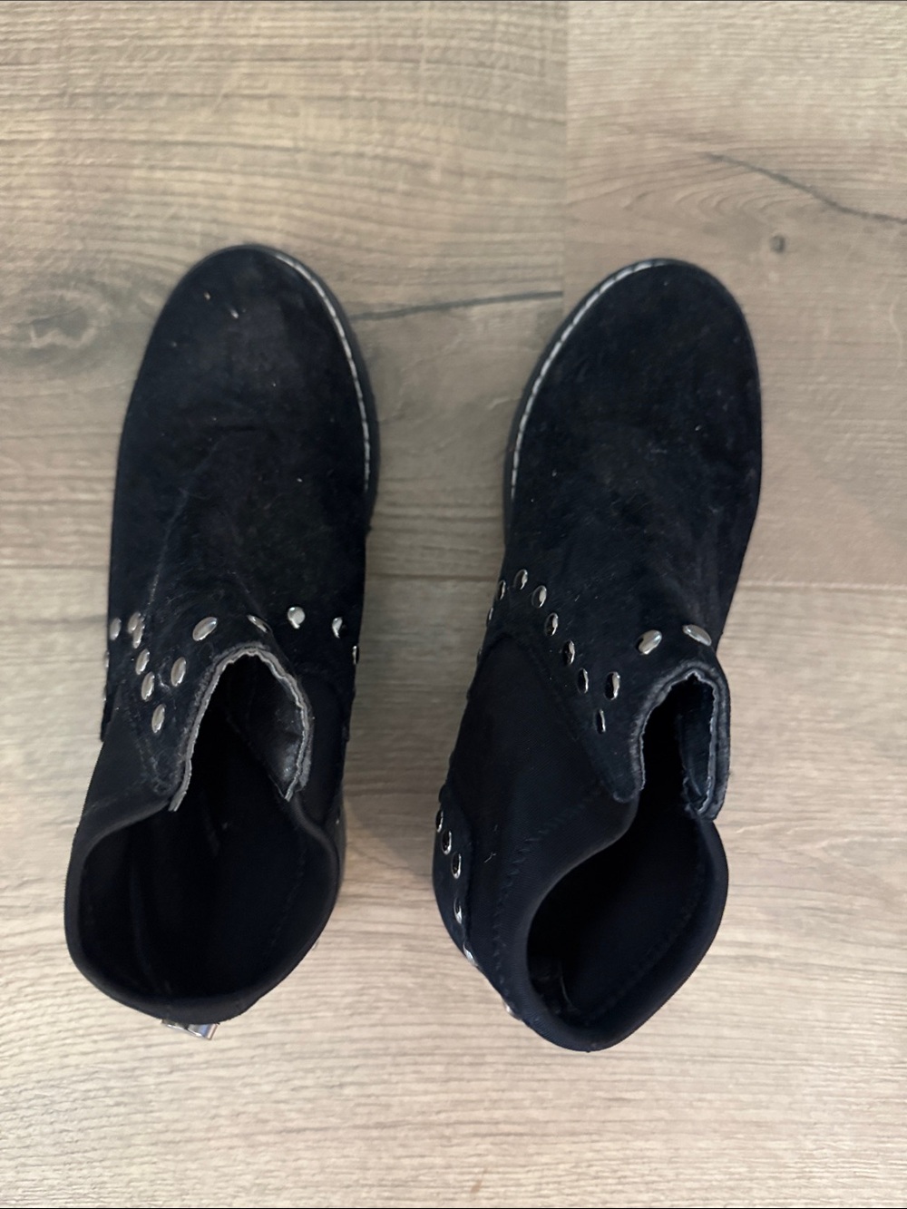 Seven7 Black Suede Ankle Booties with Silver Studs